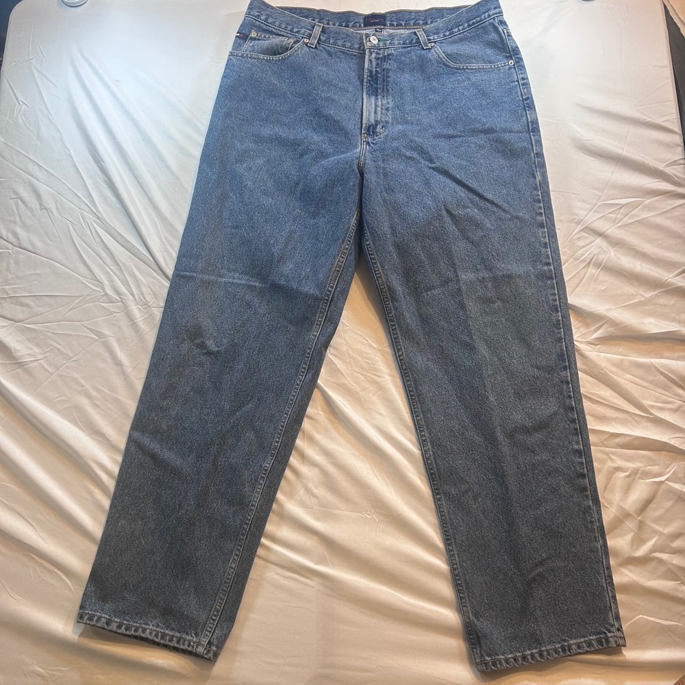 Tommy Jeans Mens 38x32 Blue Denim Straight Leg Pants Medium Wash Vintage 90s